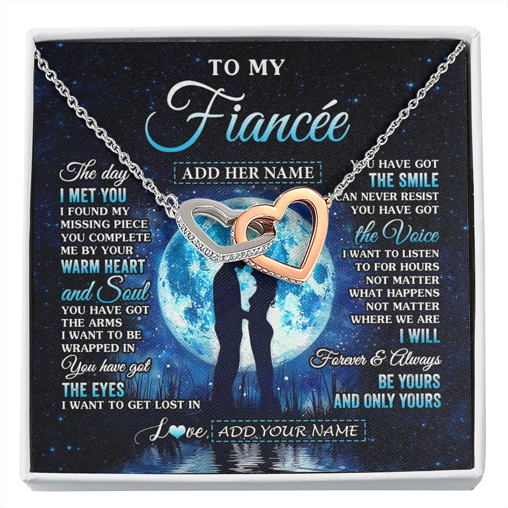 Interlocking Hearts Necklace Stainless Steel & Rose Gold Finish | 1 | Personalized To My Fiancée Necklace The Day I Met You Future Wife Birthday Gifts Romantic Valentines Day For Her Christmas Custom Gift Box Message Card | siriusteestore.myshopify