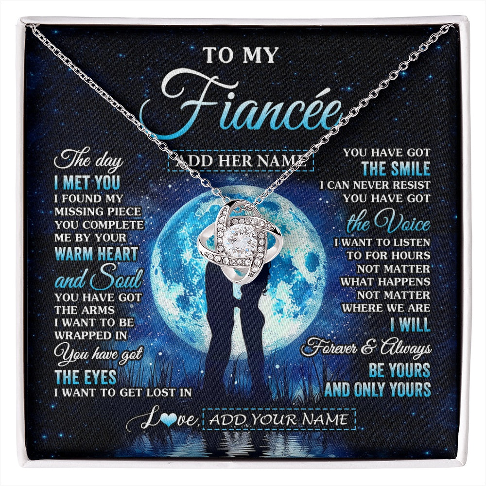 Love Knot Necklace 14K White Gold Finish | 1 | Personalized To My Fiancée Necklace The Day I Met You Future Wife Birthday Gifts Romantic Valentines Day For Her Christmas Custom Gift Box Message Card | siriusteestore.myshopify