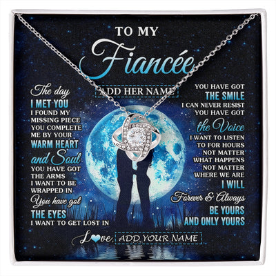 Love Knot Necklace 14K White Gold Finish | 1 | Personalized To My Fiancée Necklace The Day I Met You Future Wife Birthday Gifts Romantic Valentines Day For Her Christmas Custom Gift Box Message Card | siriusteestore.myshopify