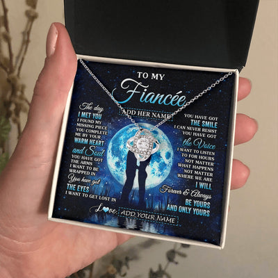 Love Knot Necklace 14K White Gold Finish | 2 | Personalized To My Fiancée Necklace The Day I Met You Future Wife Birthday Gifts Romantic Valentines Day For Her Christmas Custom Gift Box Message Card | siriusteestore.myshopify