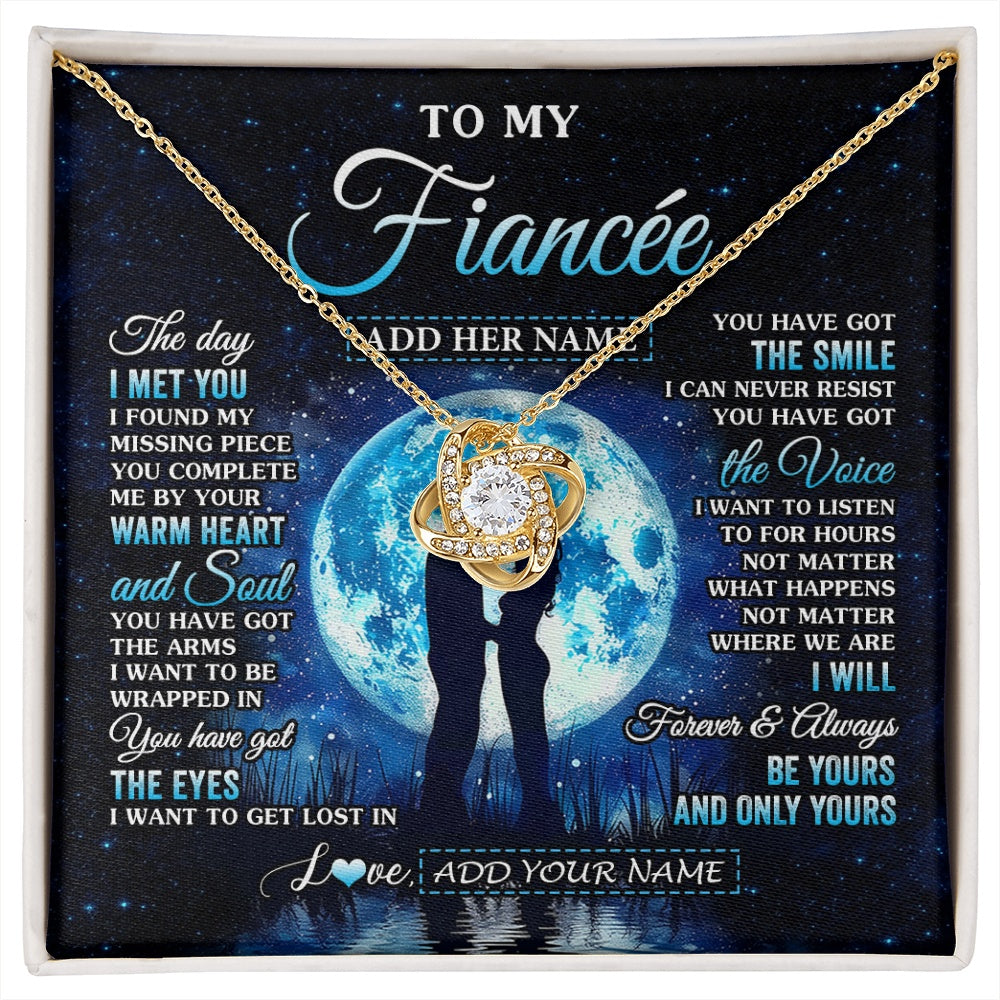 Love Knot Necklace 18K Yellow Gold Finish | 1 | Personalized To My Fiancée Necklace The Day I Met You Future Wife Birthday Gifts Romantic Valentines Day For Her Christmas Custom Gift Box Message Card | siriusteestore.myshopify