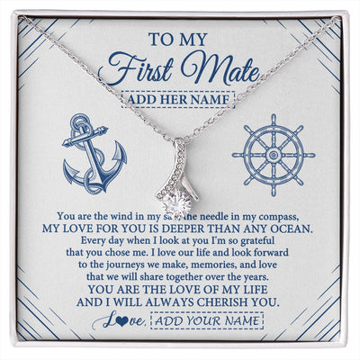 Alluring Beauty Necklace 14K White Gold Finish | 1 | Personalized To My First Mate Necklace From Husband Sailing Cruise Ships Wife Birthday Anniversary Wedding Valentines Christmas Custom Gift Box Message Card | https://siriusteestore.