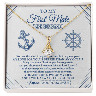 Alluring Beauty Necklace 18K Yellow Gold Finish | 1 | Personalized To My First Mate Necklace From Husband Sailing Cruise Ships Wife Birthday Anniversary Wedding Valentines Christmas Custom Gift Box Message Card | https://siriusteestore.