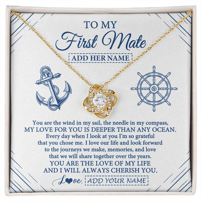 Love Knot Necklace 18K Yellow Gold Finish | 1 | Personalized To My First Mate Necklace From Husband Sailing Cruise Ships Wife Birthday Anniversary Wedding Valentines Christmas Custom Gift Box Message Card | https://siriusteestore.