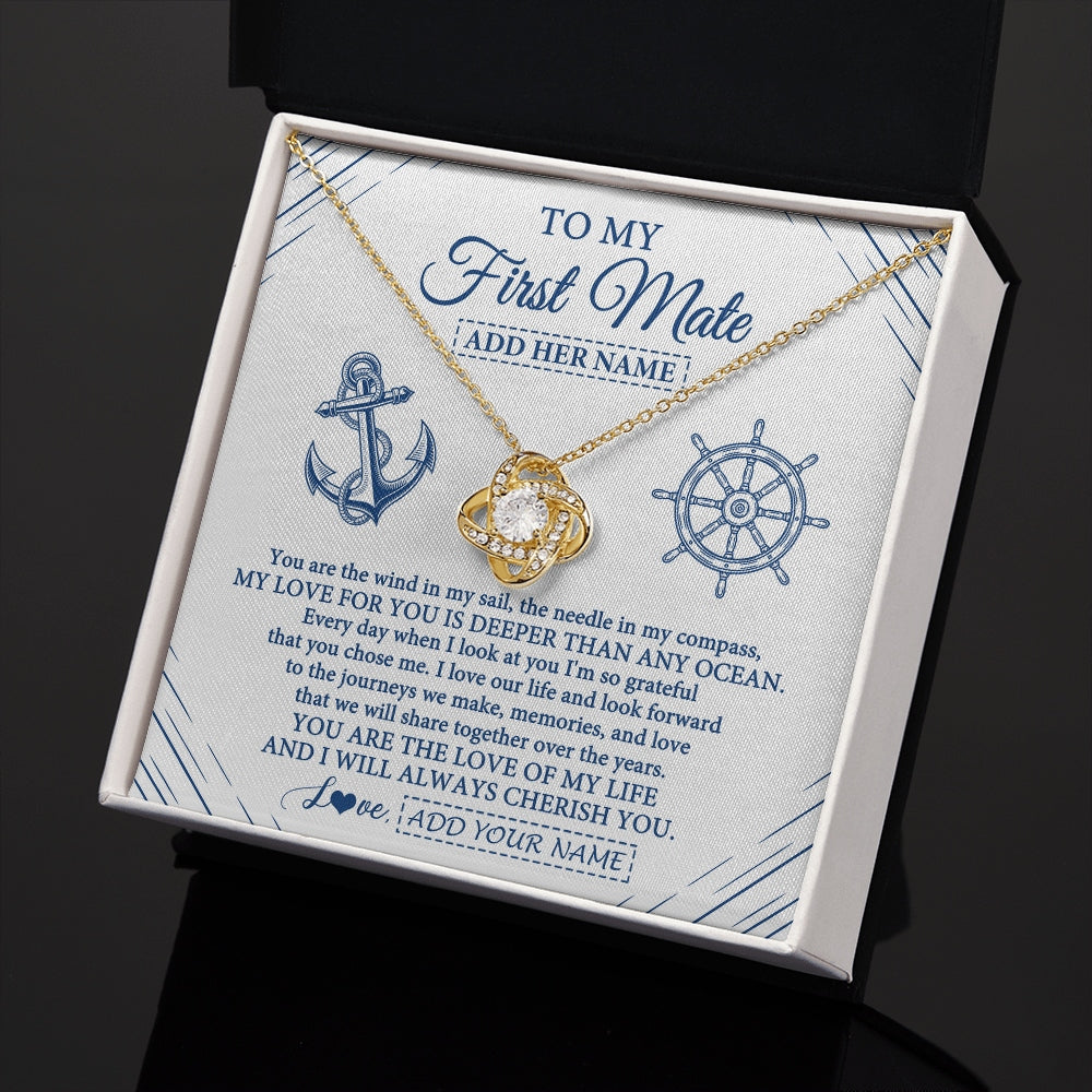 Love Knot Necklace 18K Yellow Gold Finish | 2 | Personalized To My First Mate Necklace From Husband Sailing Cruise Ships Wife Birthday Anniversary Wedding Valentines Christmas Custom Gift Box Message Card | https://siriusteestore.