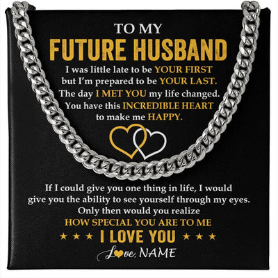 Cuban Link Chain Necklace Stainless Steel | 1 | Personalized To My Future Husband Necklace From Wife If I Could Give You Fiancé Husband Anniversary Day Birthday Christmas Customized Gift Box Message Card | siriusteestore