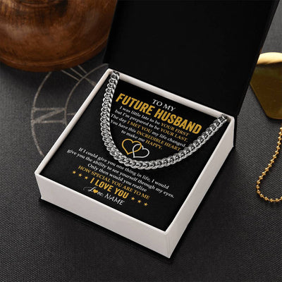 Cuban Link Chain Necklace Stainless Steel | 2 | Personalized To My Future Husband Necklace From Wife If I Could Give You Fiancé Husband Anniversary Day Birthday Christmas Customized Gift Box Message Card | siriusteestore