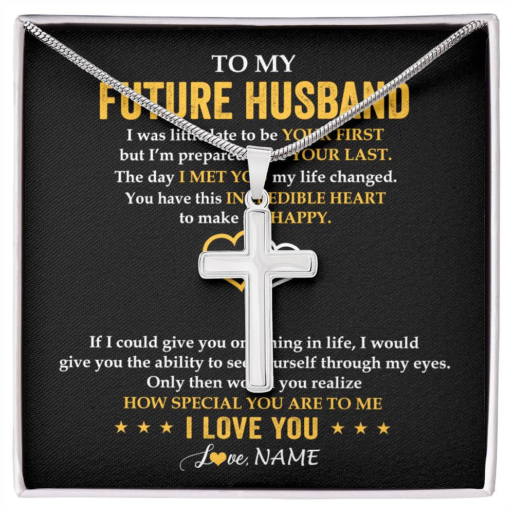 Stainless Cross Necklace Stainless Steel | 1 | Personalized To My Future Husband Necklace From Wife If I Could Give You Fiancé Husband Anniversary Day Birthday Christmas Customized Gift Box Message Card | siriusteestore