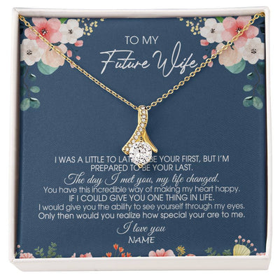 Alluring Beauty Necklace 18K Yellow Gold Finish | Personalized To My Future Wife Necklace From Boyfriend Love You Soulmate Girlfriend Wife Birthday Anniversary Valentines Day Christmas Customized Message Card | siriusteestore