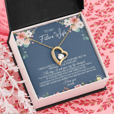 Forever Love Necklace 18K Yellow Gold Finish | Personalized To My Future Wife Necklace From Boyfriend Love You Soulmate Girlfriend Wife Birthday Anniversary Valentines Day Christmas Customized Message Card | siriusteestore