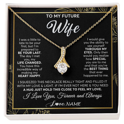 Alluring Beauty Necklace 18K Yellow Gold Finish | 1 | Personalized To My Future Wife Necklace From Husband My Love Fiancee Wife Birthday Anniversary Valentines Day Christmas Customized Gift Box Message Card | siriusteestore