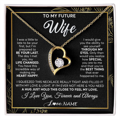 Forever Love Necklace 18K Yellow Gold Finish | 1 | Personalized To My Future Wife Necklace From Husband My Love Fiancee Wife Birthday Anniversary Valentines Day Christmas Customized Gift Box Message Card | siriusteestore