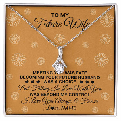 Alluring Beauty Necklace 14K White Gold Finish | Personalized To My Future Wife Necklace Meeting You Fiancée Girlfriend Wife Jewelry Gifts Birthday Valentines Day Christmas Customized Gift Box Message Card | siriusteestore