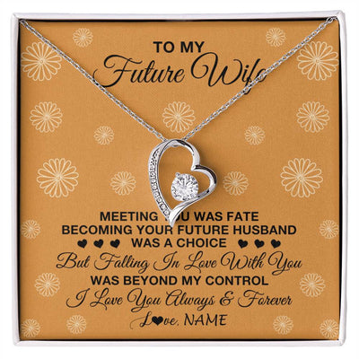 Forever Love Necklace 14K White Gold Finish | Personalized To My Future Wife Necklace Meeting You Fiancée Girlfriend Wife Jewelry Gifts Birthday Valentines Day Christmas Customized Gift Box Message Card | siriusteestore