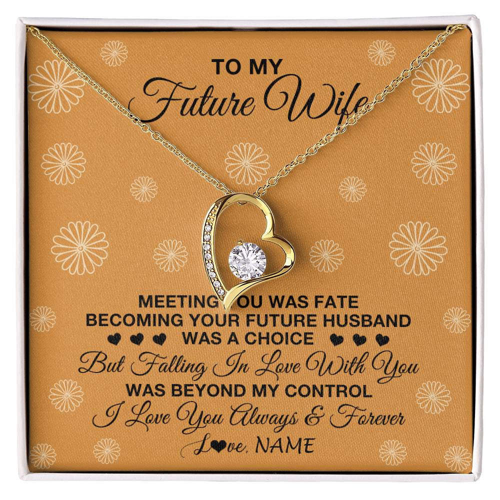 Forever Love Necklace 18K Yellow Gold Finish | Personalized To My Future Wife Necklace Meeting You Fiancée Girlfriend Wife Jewelry Gifts Birthday Valentines Day Christmas Customized Gift Box Message Card | siriusteestore