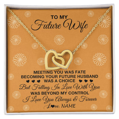 Interlocking Hearts Necklace 18K Yellow Gold Finish | Personalized To My Future Wife Necklace Meeting You Fiancée Girlfriend Wife Jewelry Gifts Birthday Valentines Day Christmas Customized Gift Box Message Card | siriusteestore