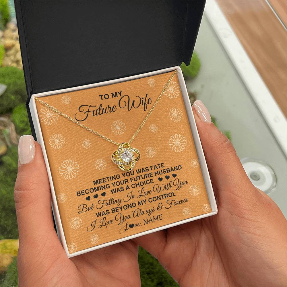 Love Knot Necklace 18K Yellow Gold Finish | Personalized To My Future Wife Necklace Meeting You Fiancée Girlfriend Wife Jewelry Gifts Birthday Valentines Day Christmas Customized Gift Box Message Card | siriusteestore