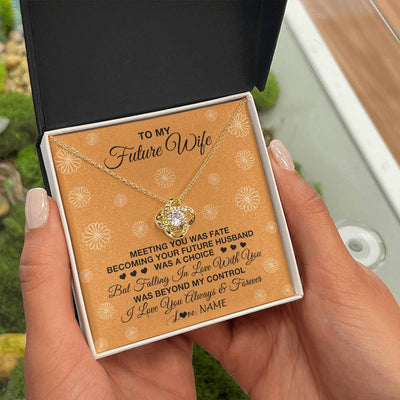 Love Knot Necklace 18K Yellow Gold Finish | Personalized To My Future Wife Necklace Meeting You Fiancée Girlfriend Wife Jewelry Gifts Birthday Valentines Day Christmas Customized Gift Box Message Card | siriusteestore