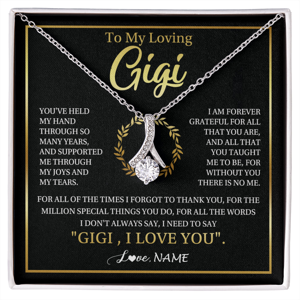 Alluring Beauty Necklace 14K White Gold Finish | 1 | Personalized To My Gigi Gifts Necklace From Granddaughter GrandsonGrateful Thank You Gigi Birthday Mothers Day Christmas Customized Gift Box Message Card | siriusteestore