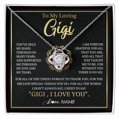 Love Knot Necklace 14K White Gold Finish | 1 | Personalized To My Gigi Gifts Necklace From Granddaughter GrandsonGrateful Thank You Gigi Birthday Mothers Day Christmas Customized Gift Box Message Card | siriusteestore