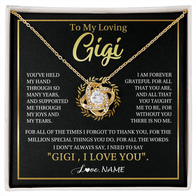 Love Knot Necklace 18K Yellow Gold Finish | 1 | Personalized To My Gigi Gifts Necklace From Granddaughter GrandsonGrateful Thank You Gigi Birthday Mothers Day Christmas Customized Gift Box Message Card | siriusteestore