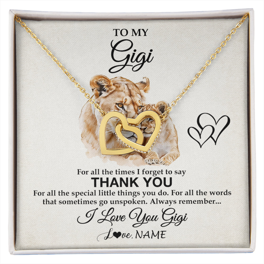 Interlocking Hearts Necklace 18K Yellow Gold Finish | 1 | Personalized To My Gigi Necklace From Granddaughter GrandsonThank You Lion Gigi Gift For Mothers Day Birthday Gift Christmas For Gigi Gift Box Message Card | siriusteestore