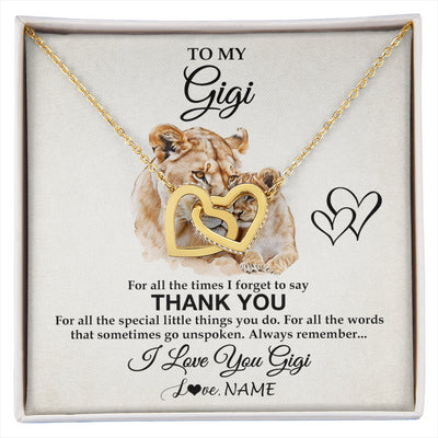 Interlocking Hearts Necklace 18K Yellow Gold Finish | 1 | Personalized To My Gigi Necklace From Granddaughter GrandsonThank You Lion Gigi Gift For Mothers Day Birthday Gift Christmas For Gigi Gift Box Message Card | siriusteestore