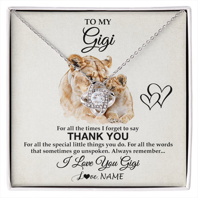 Love Knot Necklace 14K White Gold Finish | 1 | Personalized To My Gigi Necklace From Granddaughter GrandsonThank You Lion Gigi Gift For Mothers Day Birthday Gift Christmas For Gigi Gift Box Message Card | siriusteestore