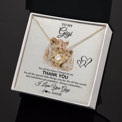 Love Knot Necklace 18K Yellow Gold Finish | 2 | Personalized To My Gigi Necklace From Granddaughter GrandsonThank You Lion Gigi Gift For Mothers Day Birthday Gift Christmas For Gigi Gift Box Message Card | siriusteestore