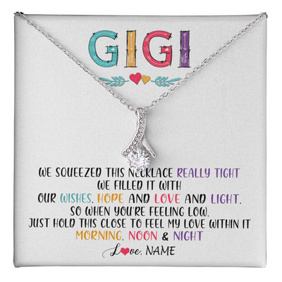 Alluring Beauty Necklace 14K White Gold Finish | 1 | Personalized To My Gigi Necklace From Grandkids Granddaughter We Squeezed This Necklace Gigi Birthday Mothers Day Christmas Customized Gift Box Message Card | siriusteestore