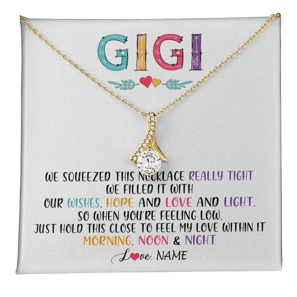 Alluring Beauty Necklace 18K Yellow Gold Finish | 1 | Personalized To My Gigi Necklace From Grandkids Granddaughter We Squeezed This Necklace Gigi Birthday Mothers Day Christmas Customized Gift Box Message Card | siriusteestore