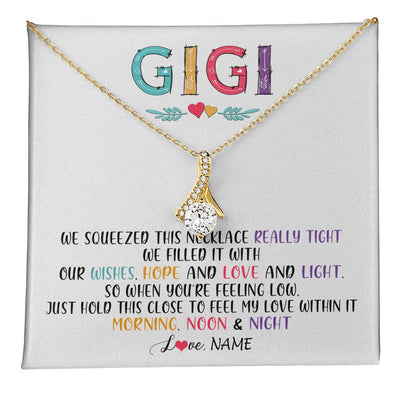 Alluring Beauty Necklace 18K Yellow Gold Finish | 1 | Personalized To My Gigi Necklace From Grandkids Granddaughter We Squeezed This Necklace Gigi Birthday Mothers Day Christmas Customized Gift Box Message Card | siriusteestore