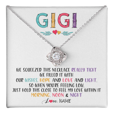 Love Knot Necklace 14K White Gold Finish | 1 | Personalized To My Gigi Necklace From Grandkids Granddaughter We Squeezed This Necklace Gigi Birthday Mothers Day Christmas Customized Gift Box Message Card | siriusteestore