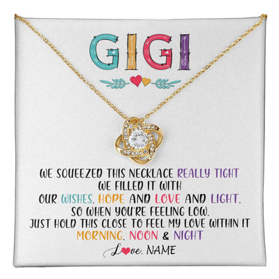 Love Knot Necklace 18K Yellow Gold Finish | 1 | Personalized To My Gigi Necklace From Grandkids Granddaughter We Squeezed This Necklace Gigi Birthday Mothers Day Christmas Customized Gift Box Message Card | siriusteestore