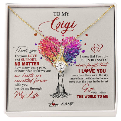 Alluring Beauty Necklace 18K Yellow Gold Finish | 1 | Personalized To My Gigi Necklace From Grandkids Never Forget That I Love You You Mean The World Gigi Birthday Mothers Day Christmas Customized Gift Box Message Card | siriusteestore