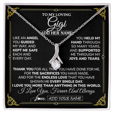 Alluring Beauty Necklace 14K White Gold Finish | 1 | Personalized To My Gigi Necklace Gifts Meaningful Gift To Gigi From Granddaughter Without You There Is No Me Mothers Day Birthday Gift Box Message Card | https://siriusteestore.