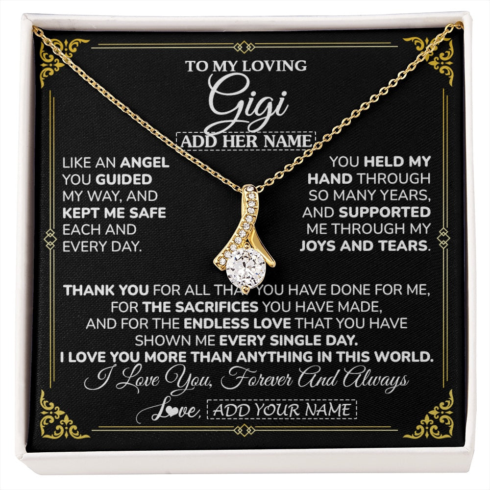 Alluring Beauty Necklace 18K Yellow Gold Finish | 1 | Personalized To My Gigi Necklace Gifts Meaningful Gift To Gigi From Granddaughter Without You There Is No Me Mothers Day Birthday Gift Box Message Card | https://siriusteestore.