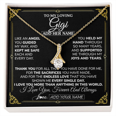 Alluring Beauty Necklace 18K Yellow Gold Finish | 1 | Personalized To My Gigi Necklace Gifts Meaningful Gift To Gigi From Granddaughter Without You There Is No Me Mothers Day Birthday Gift Box Message Card | https://siriusteestore.