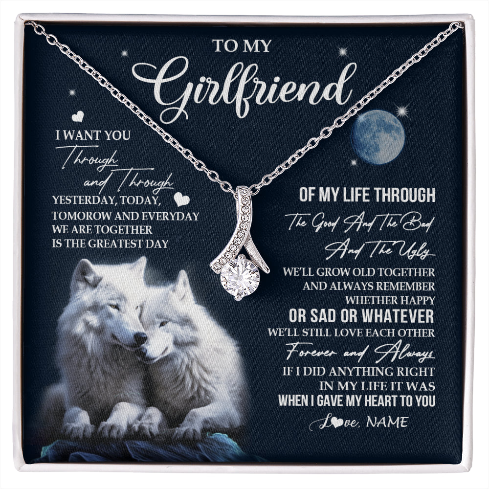 Alluring Beauty Necklace 14K White Gold Finish | 1 | Personalized To My Girlfriend Canvas From Boyfriend I Want You Wolf Girlfriend Birthday Gifts Anniversary Valentines Christmas Custom Wall Art Print Framed Canvas | siriusteestore