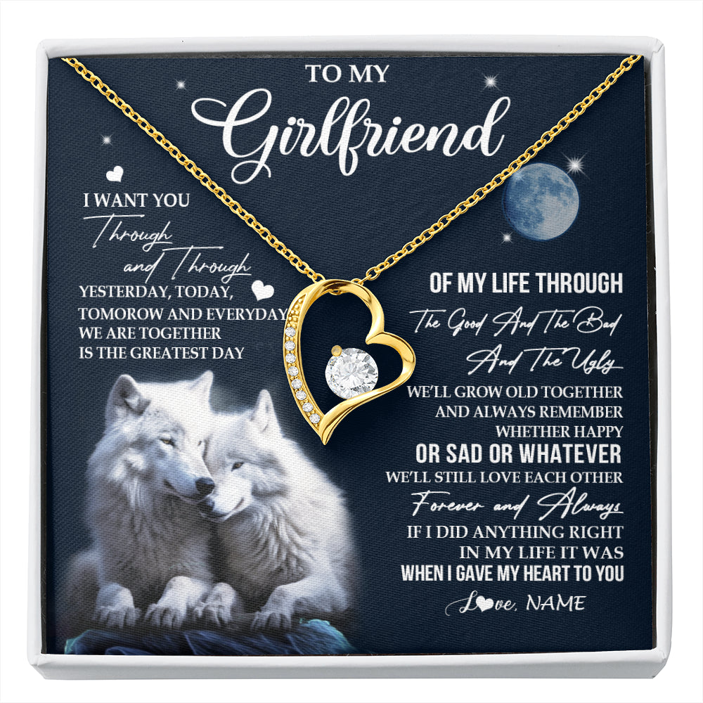Forever Love Necklace 18K Yellow Gold Finish | 1 | Personalized To My Girlfriend Canvas From Boyfriend I Want You Wolf Girlfriend Birthday Gifts Anniversary Valentines Christmas Custom Wall Art Print Framed Canvas | siriusteestore
