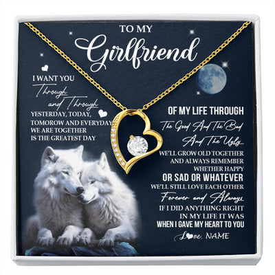 Forever Love Necklace 18K Yellow Gold Finish | 1 | Personalized To My Girlfriend Canvas From Boyfriend I Want You Wolf Girlfriend Birthday Gifts Anniversary Valentines Christmas Custom Wall Art Print Framed Canvas | siriusteestore