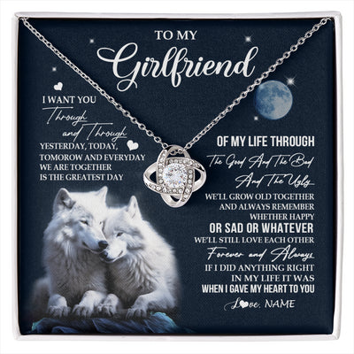 Love Knot Necklace 14K White Gold Finish | 1 | Personalized To My Girlfriend Canvas From Boyfriend I Want You Wolf Girlfriend Birthday Gifts Anniversary Valentines Christmas Custom Wall Art Print Framed Canvas | siriusteestore