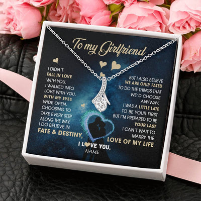 Alluring Beauty Necklace 14K White Gold Finish | Personalized To My Girlfriend Necklace Fall In Love With You Future Wife Birthday Anniversary Valentines Day Christmas Customized Gift Box Message Card | siriusteestore