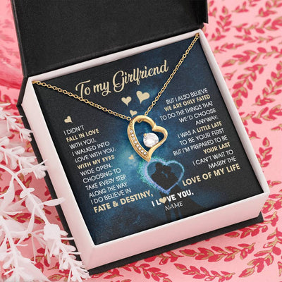 Forever Love Necklace 18K Yellow Gold Finish | Personalized To My Girlfriend Necklace Fall In Love With You Future Wife Birthday Anniversary Valentines Day Christmas Customized Gift Box Message Card | siriusteestore