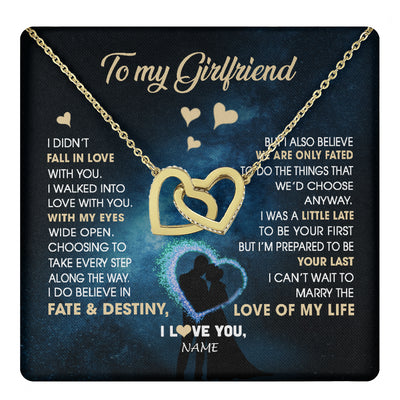 Interlocking Hearts Necklace 18K Yellow Gold Finish | 1 | Personalized To My Girlfriend Necklace Fall In Love With You Future Wife Birthday Anniversary Valentines Day Christmas Customized Gift Box Message Card | siriusteestore