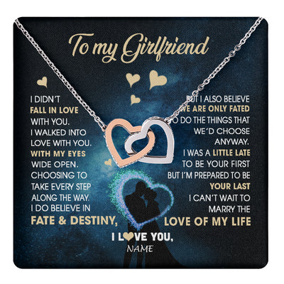 Interlocking Hearts Necklace Stainless Steel & Rose Gold Finish | 1 | Personalized To My Girlfriend Necklace Fall In Love With You Future Wife Birthday Anniversary Valentines Day Christmas Customized Gift Box Message Card | siriusteestore