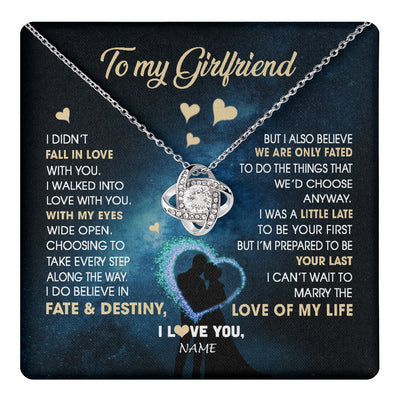 Love Knot Necklace 14K White Gold Finish | 1 | Personalized To My Girlfriend Necklace Fall In Love With You Future Wife Birthday Anniversary Valentines Day Christmas Customized Gift Box Message Card | siriusteestore