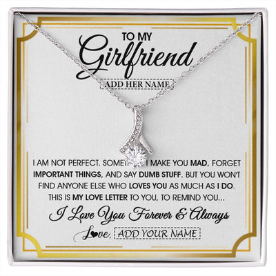 Alluring Beauty Necklace 14K White Gold Finish | 1 | Personalized To My Girlfriend Necklace For Women Love Letter Romatic Gifts For Her Girlfriend Gift From Boyfriend Valentines Custom Gift Box Message Card | https://siriusteestore.