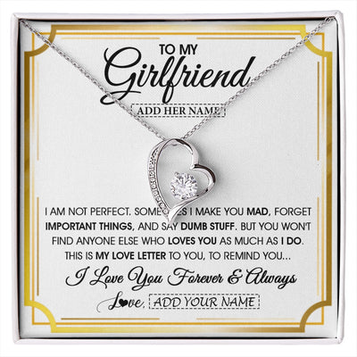 Forever Love Necklace 14K White Gold Finish | 1 | Personalized To My Girlfriend Necklace For Women Love Letter Romatic Gifts For Her Girlfriend Gift From Boyfriend Valentines Custom Gift Box Message Card | https://siriusteestore.