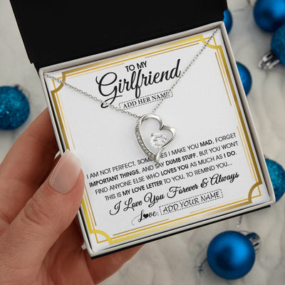 Forever Love Necklace 14K White Gold Finish | 2 | Personalized To My Girlfriend Necklace For Women Love Letter Romatic Gifts For Her Girlfriend Gift From Boyfriend Valentines Custom Gift Box Message Card | https://siriusteestore.